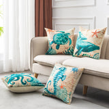 Sea Turtle Cushion Cover – Linen Throw Pillow Case 18x18 Inch