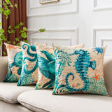 Sea Turtle Cushion Cover – Linen Throw Pillow Case 18x18 Inch
