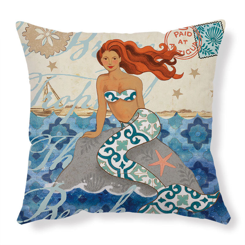 Sea Turtle Cushion Cover – Linen Throw Pillow Case 18x18 Inch