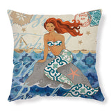 Sea Turtle Cushion Cover – Linen Throw Pillow Case 18x18 Inch