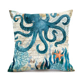 Sea Turtle Cushion Cover – Linen Throw Pillow Case 18x18 Inch
