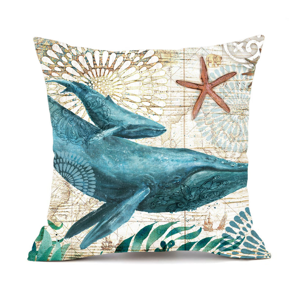 Sea Turtle Cushion Cover – Linen Throw Pillow Case 18x18 Inch