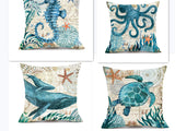 Sea Turtle Cushion Cover – Linen Throw Pillow Case 18x18 Inch
