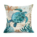 Sea Turtle Cushion Cover – Linen Throw Pillow Case 18x18 Inch