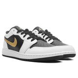 Air Jordan 1 Low (GS) - White/Metallic Gold/Black
