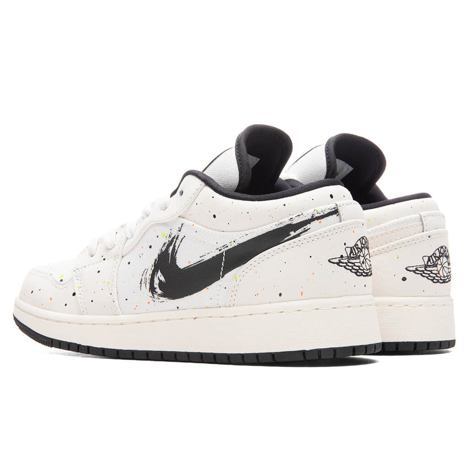 Air Jordan 1 Low SE (GS) 'Paint Splatter' - Sail/Black/Total Orange