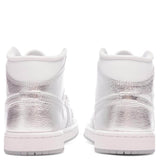 Women's Air Jordan 1 Mid - White/Metallic Silver/Wolf Grey