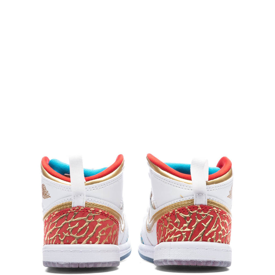 Air Jordan 1 Mid (TD) - White/Metallic Gold/University Red