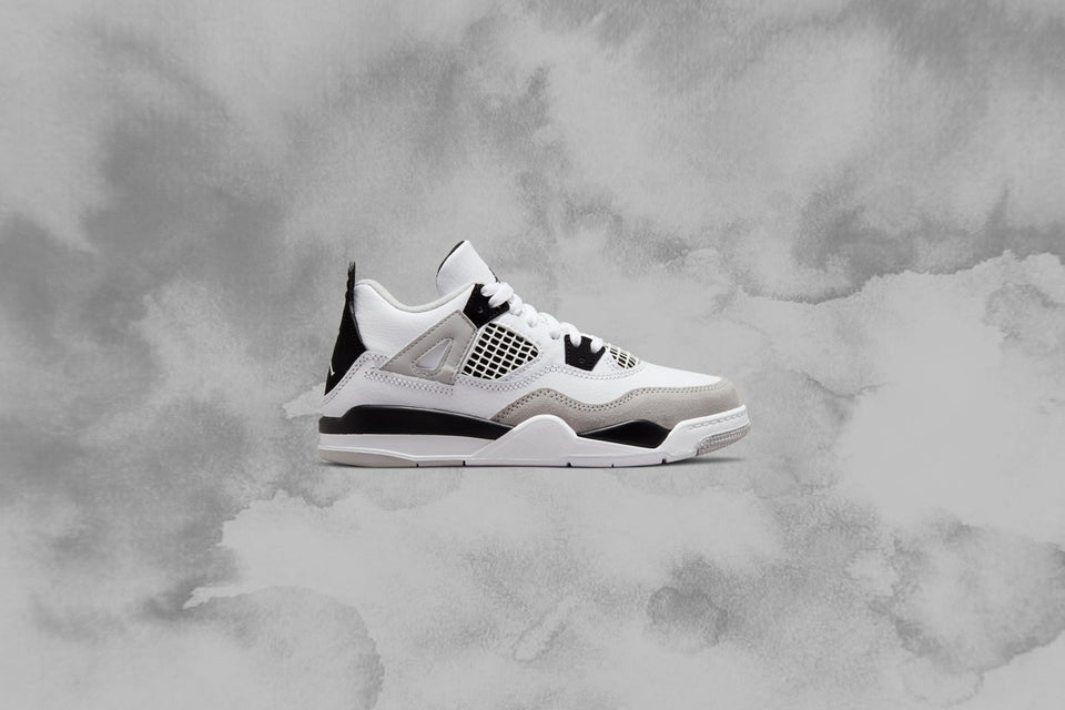 Air Jordan 4 Retro (PS) - White/Black/Neutral Grey