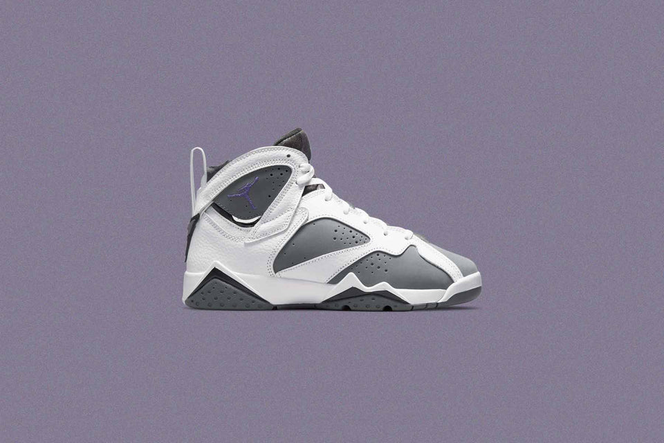 Air Jordan 7 Retro (GS) "Flint" - White/Varsity Purple