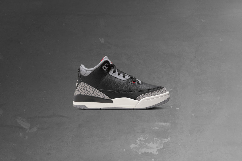 Air Jordan 3 Retro (PS) 'Black Cement' - Black/Fire Red/Cement Grey/Summit White