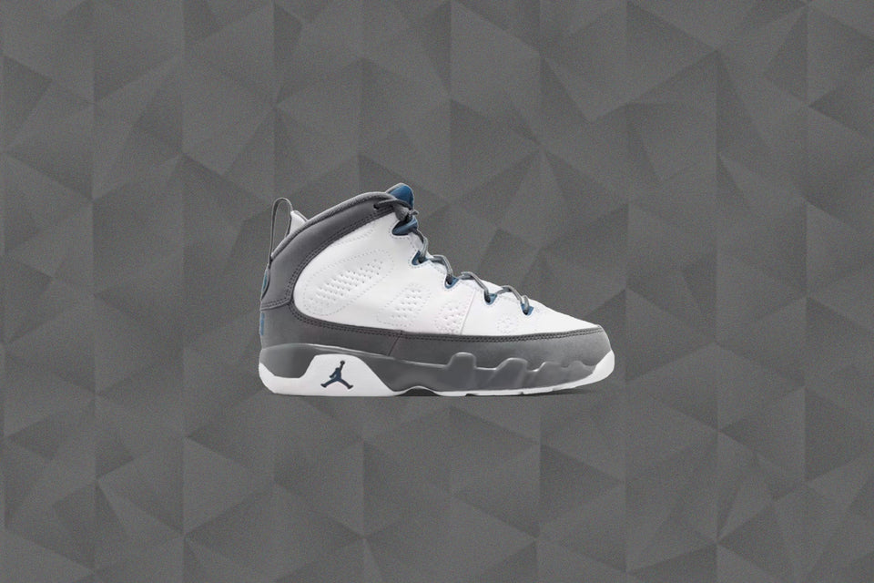 Air Jordan 9 Retro 'Flint Grey' (PS) - White/French Blue/Flint Grey