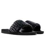 Leather Slide Flat Sandal - Black