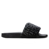 Leather Slide Flat Sandal - Black