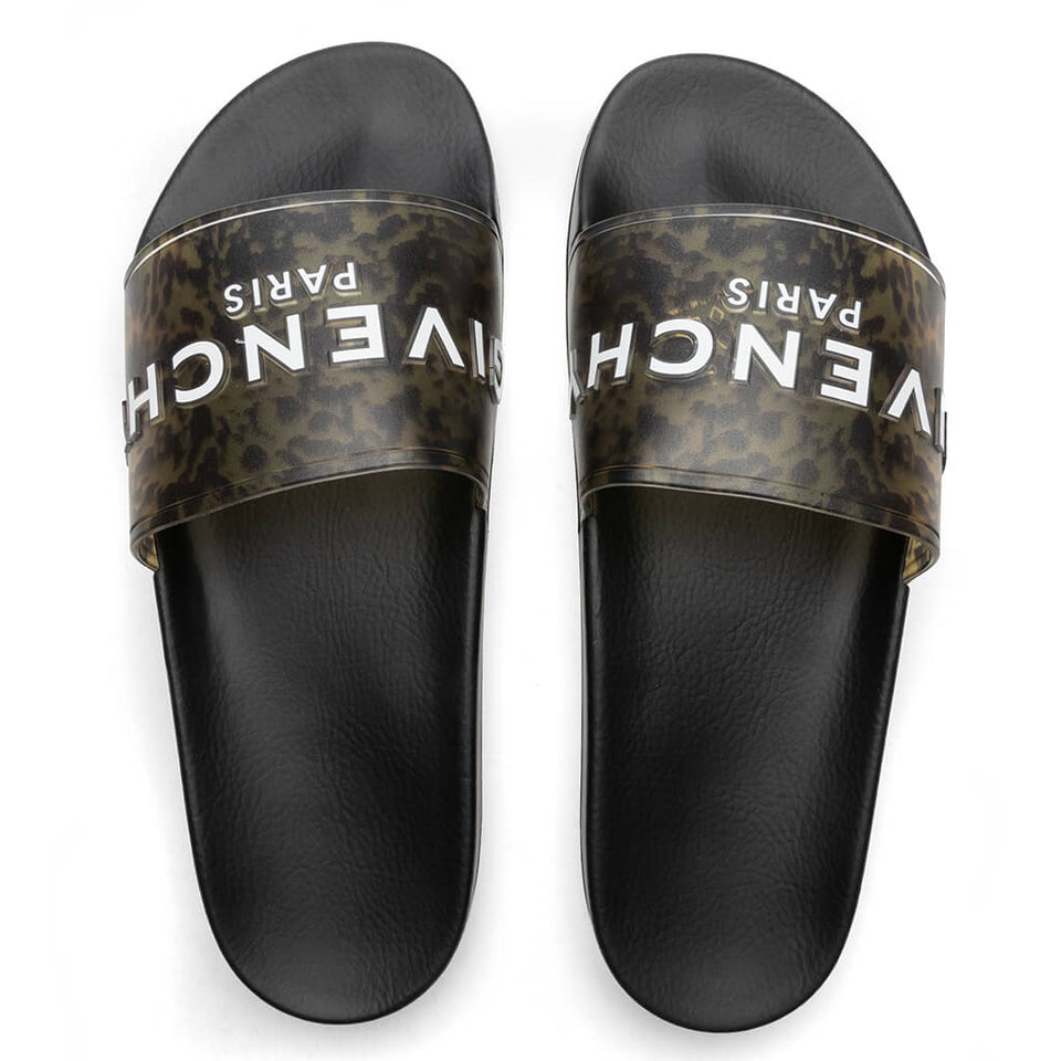 Slide Flat Sandal - Black/Yellow