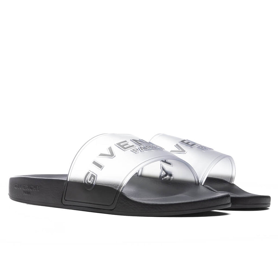 Slide Flat Sandals - White/Black