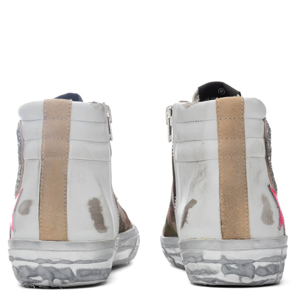 Women's Slide - White/Green Camouflage/Silver