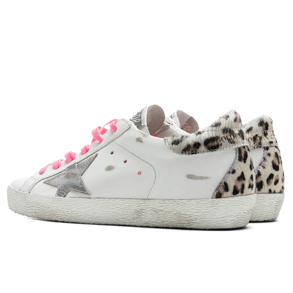 Women's Super-Star Sneakers - White/Silver/Cream Leopard