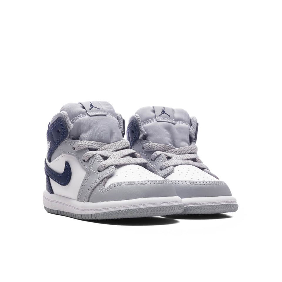 Jordan 1 Mid (TD) - White/Midnight Navy/Wolf Grey
