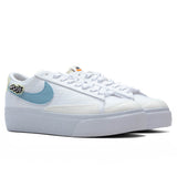 Women's Blazer Low Platform Next Nature - White/Boarder Blue/Pink Oxford