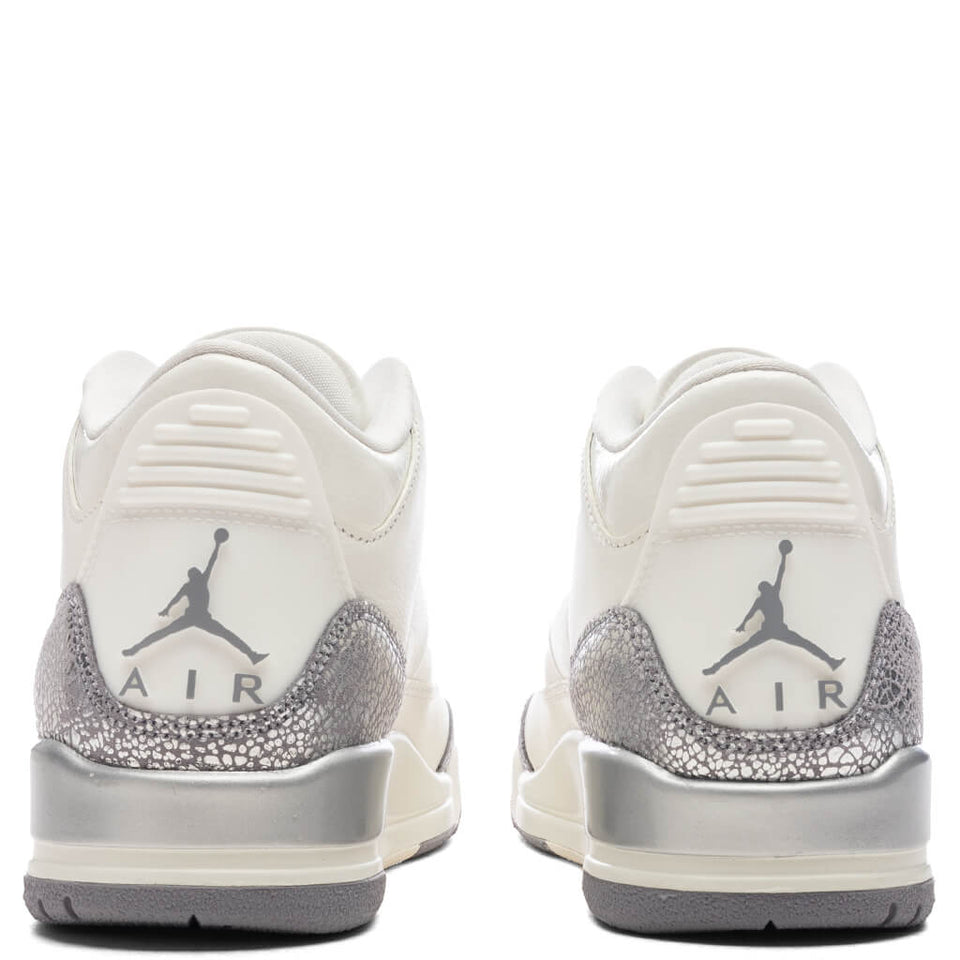 Women's Air Jordan 3 Retro - Sail/Cement Grey/Metallic Silver