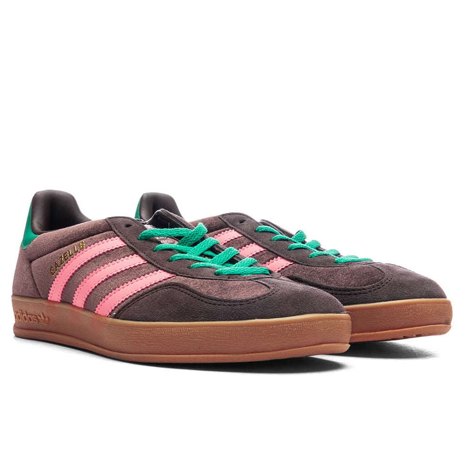 Women's Gazelle Indoor - Dark Brown/Pink Glow/Court Green