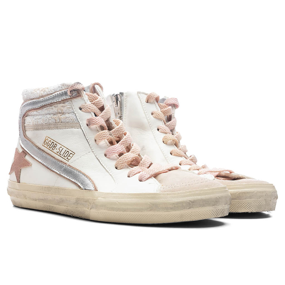 Women's Slide Suede Sneaker - White/Beige/Silver