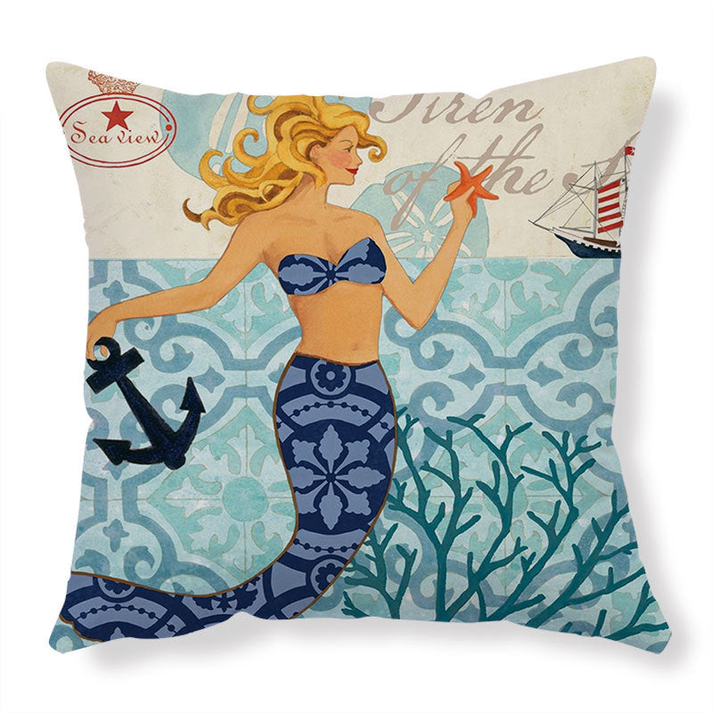 Sea Turtle Cushion Cover – Linen Throw Pillow Case 18x18 Inch