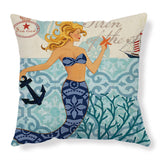 Sea Turtle Cushion Cover – Linen Throw Pillow Case 18x18 Inch