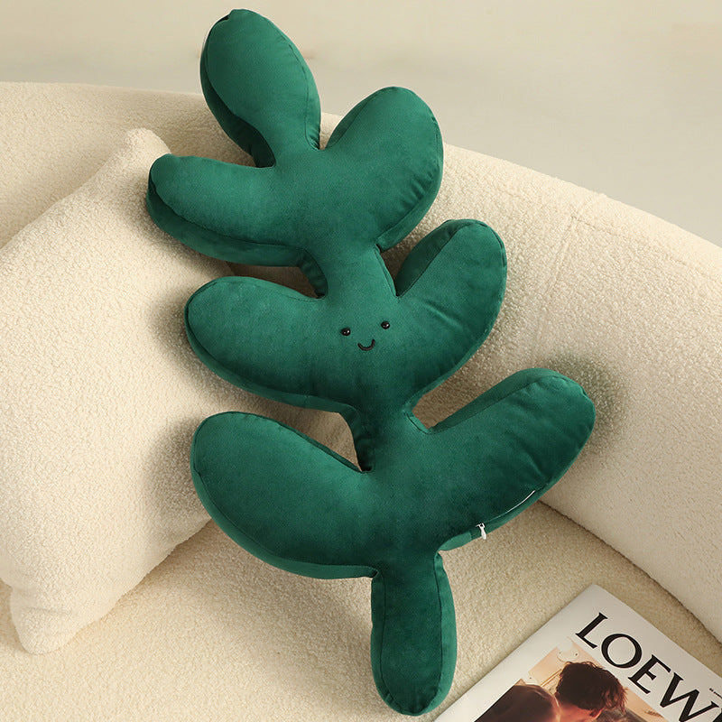 Leaf Shape Plush Pillow – Monstera & Philodendron Decor Cushion