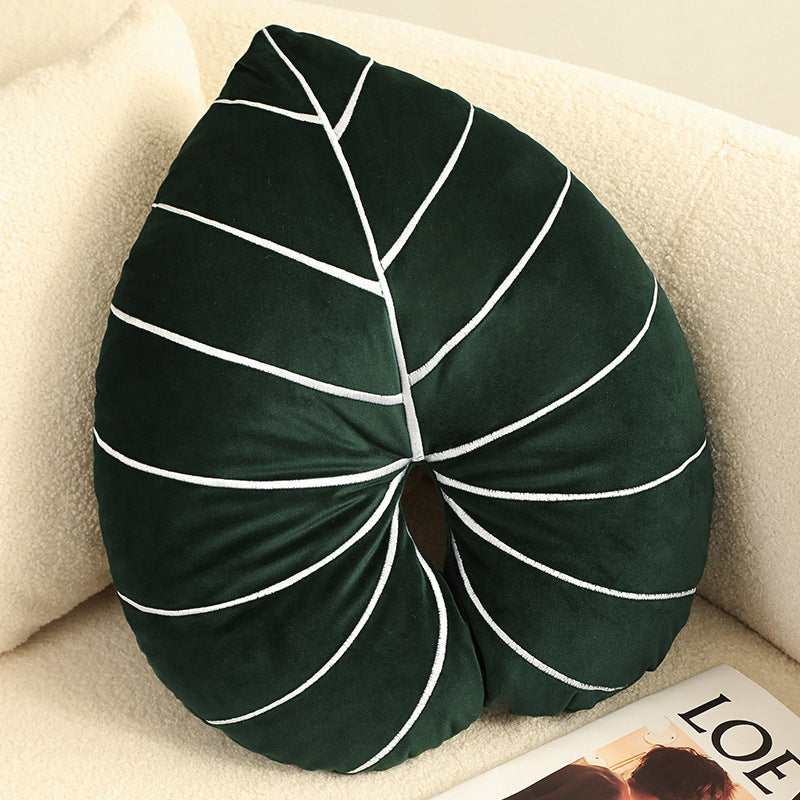 Leaf Shape Plush Pillow – Monstera & Philodendron Decor Cushion